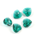 20pcs Top Drilled Valentine Heart Drop Crystal Beads, May Emerald Green Birthstone Beads, 10mm, Hole ID 1mm, BB15-5