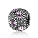 1pc 925 Sterling Silver June Birthstone Bead Charm, Light Purple Alexandrite Cubic Zirconia CZ, 10.3x9mm, Hole ID 4.5mm, EC1-M6