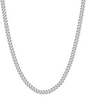 1pc 925 Sterling Silver Diamond Cut Curb Link Chain Necklace, Tarnish Resistant Rhodium Plated, 2mm, Strong, Length Selections: 16/18/20/26/28 Inch