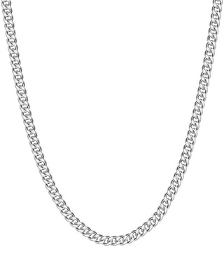 1pc 925 Sterling Silver Diamond Cut Curb Link Chain Necklace, Tarnish Resistant Rhodium Plated, 3mm, Thick Strong, Length Selections: 16/18/20/26/28 Inch
