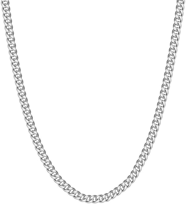 1pc 925 Sterling Silver Diamond Cut Curb Link Chain Necklace, Tarnish Resistant Rhodium Plated, 3mm, Thick Strong, Length Selections: 16/18/20/26/28 Inch