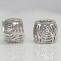 1pc Solid 925 Sterling Silver April Birthstone Bead Charm Clear Cubic Zirconia CZ, Compatible with Pandora All Other Charm Bracelet, EC191