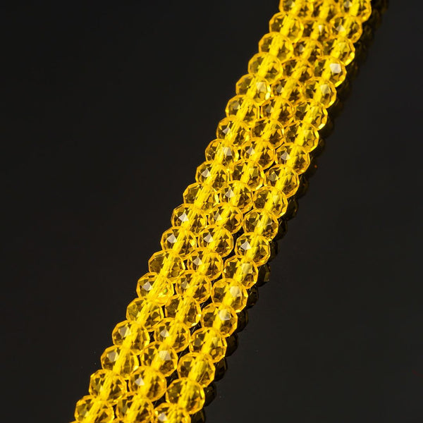 140pcs Creative Club Faceted Rondelle Crystal Glass Beads, Light Topaz, 8x6mm, Hole ID 1.1mm, CCR809