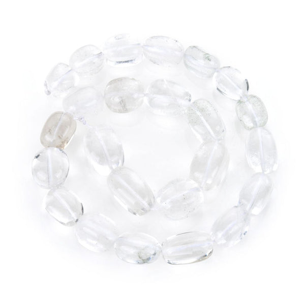 Natural Clear Crystal White Quartz Gemstone Tumbled Nugget Beads, Irregular, 10mm-13mm, Hole ID 1mm, 1 Strand/15 Inch, GZ4-3