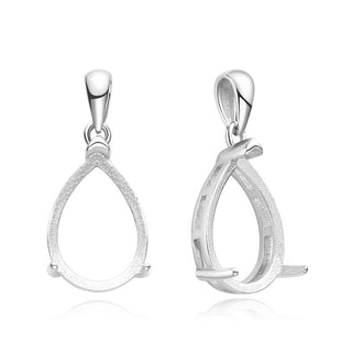 2pcs 925 Sterling Silver Open Back Teardrop Bezel Blank Setting, Inner Bracket Diameter Selections: 8x6mm, 10x8mm, 14x10mm, 16x12mm