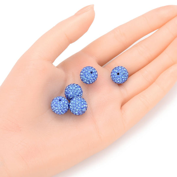 25pcs Adabele Grade AA+ Suncatcher Crystal Rhinestone Pave Polymer Clay Beads, Light Sapphire Blue, Size Selections: 8mm/10mm/12mm