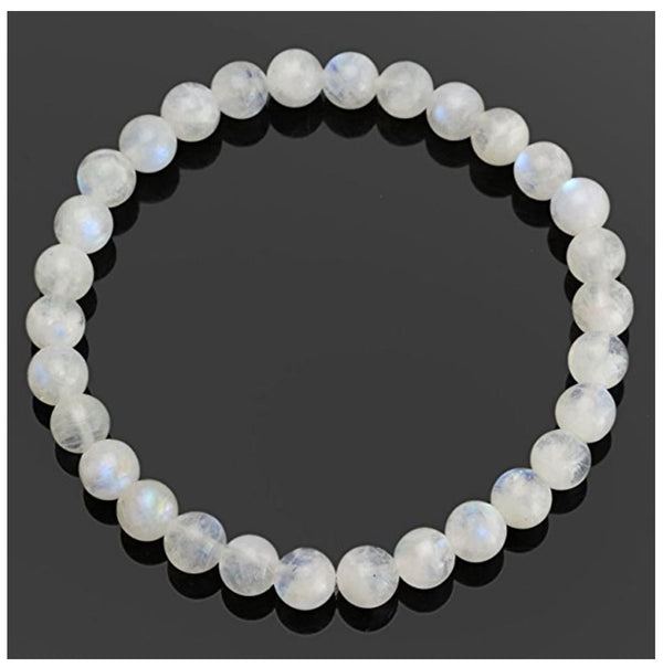 1 Strand Stretch Natural Blue Flash Moonstone Beaded Gemstone Bracelet, 8mm Bead, Length Selections: 7 inch/7.5 inch/8 inch/8.5 inch