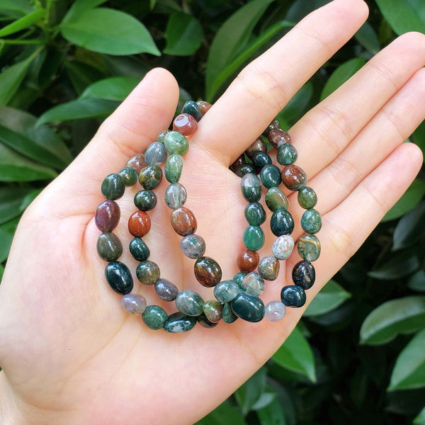 1 Strand Stretch Natural Grade A Indian Agate Free Form Gemstone Bracelet, 5-8mm Small Beads, Length Selections: 7 inch/7.5 inch