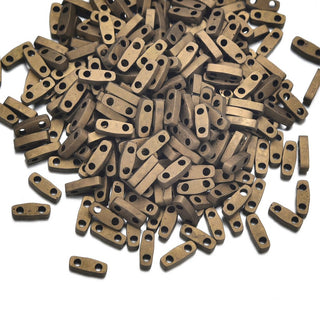 10g Miyuki Quarter Tila Seed Beads 5x1.2mm, Matte Metallic Dark Bronze QTL-2006