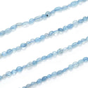 Natural Blue Aquamarine Gemstone Oval Tumbled Pebble Beads, Irregular, 5mm to 8mm, Hole ID 1mm, 15 Inch/1 Strand, GZ11-65