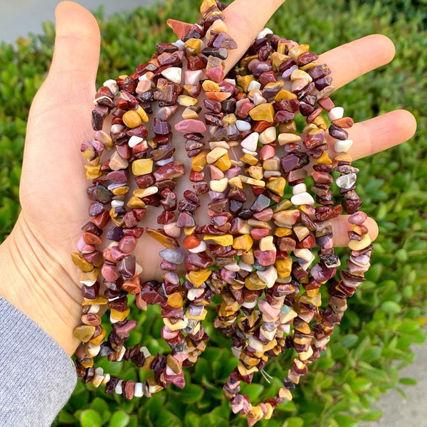 Natural Mookaite Jasper Gemstones Chip Beads, Free Form, 5mm-8mm, Hole ID 1mm, 1 Strand/31 Inch, GZ1-28