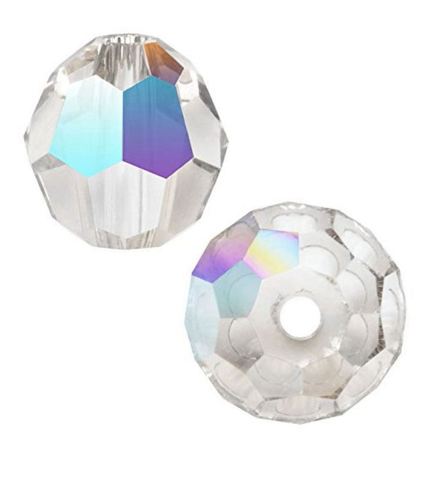 25pcs Preciosa Faceted Round Crystal Beads, Crystal AB, 6mm, Hole ID 1mm, Pre-2R602