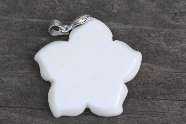 1pc Lovely Hand Carved White Buffalo Bone Drop Pendant, Symbol of Strength Prosperity Pendant, with Sterling Silver Bail, 1.3 Inch, BP-3