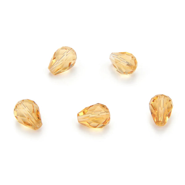 24pcs Adabele Austrian Faceted Teardrop Crystal Beads #5500, Golden Champagne, 8mm x 6mm, Hole ID 1mm, SST-828