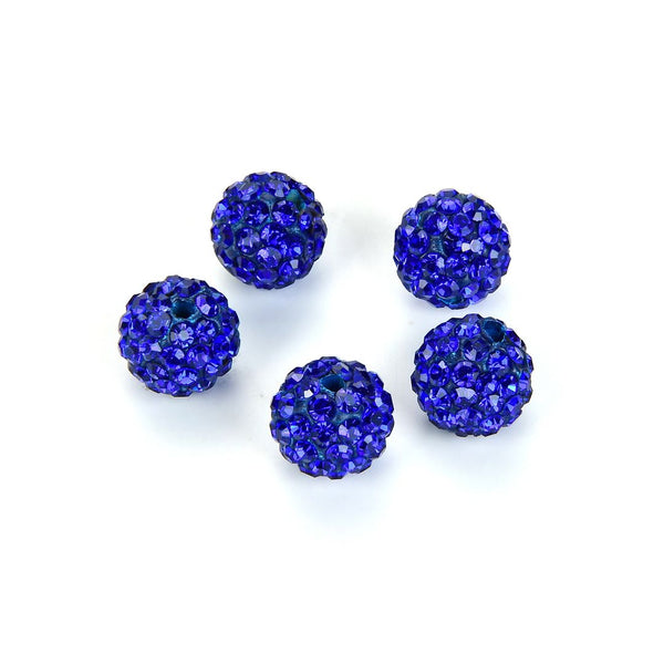 25pcs Adabele Grade A Suncatcher Crystal Rhinestone Pave Polymer Clay Beads, Sapphire Blue, Size Selections: 8mm/10mm/12mm