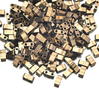 10g Miyuki Half Tila Seed Beads 5x2.3mm, Metallic Dark Bronze (HTL-457)