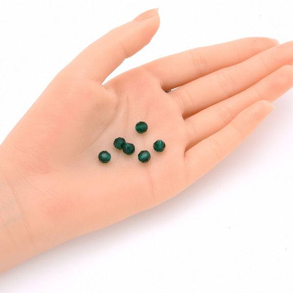 25pcs Preciosa Faceted Round Crystal Beads, Emerald Green, 6mm, Hole ID 1mm, Pre-2R624