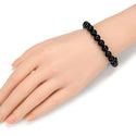 1 Strand Stretch Natural Black Agate Beaded Gemstone Bracelet, 8mm Bead, Length Selections: 7 inch/7.5 inch/8 inch/8.5 inch