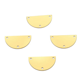 20pcs Raw Brass Half Round Semicircle Connector Link, 3-Hole, 21mm, Unplated/Uncoated, CX-R4