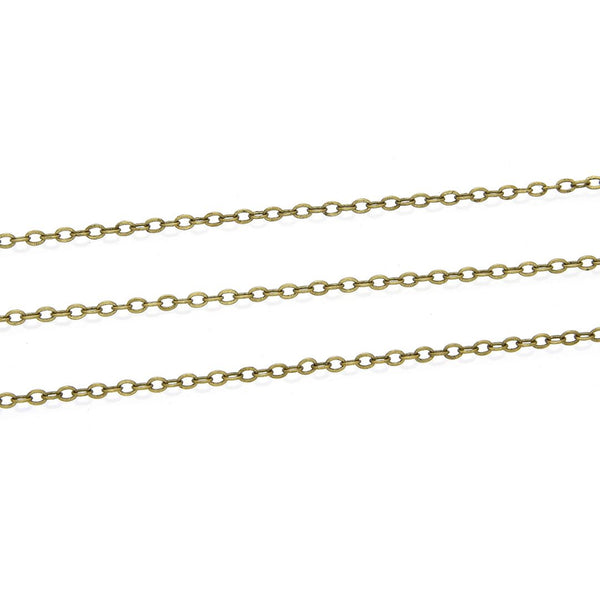 33 Feet Diamond Cut Flat Cable Chain Link, Antique Bronze Plated Copper, Chain Width Selections: 1.3mm/1.5mm/1.8mm/2.5mm