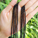 Natural Jet Black Quartz Gemstone Faceted Rondelle Beads, 3x2mm/Small Tiny, Hole ID 0.8mm, 13 Inch/1 Strand, GH2R-5