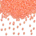 7.5g Miyuki Delica 11/0 Seed Beads, Translucent Luminous Dyed Orange DB2047
