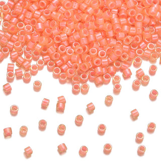 30g Miyuki Delica 11/0 Seed Beads, Translucent Luminous Dyed Orange DB2047
