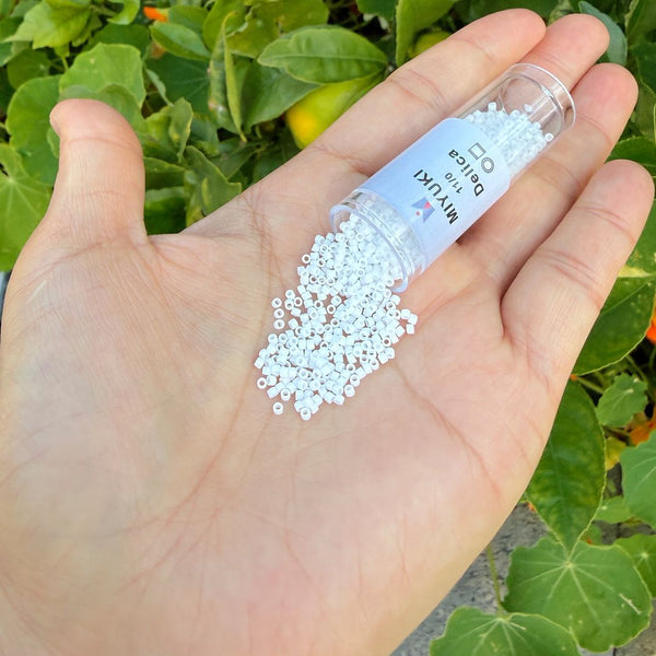7.5g Miyuki Delica 11/0 Seed Beads, Opaque Chalk White DB200