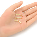 10pcs 925 Sterling Silver Curved Noodle Tubes, Real 18K Yellow Gold Plated, Hole ID 1.5mm, Size Selections: 20mm/25mm/30mm
