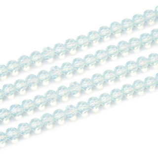 200pcs Creative Club Faceted Round Crystal Glass Beads, White Opal, 6mm (0.24 inch), Hole ID 1mm, CC2R634