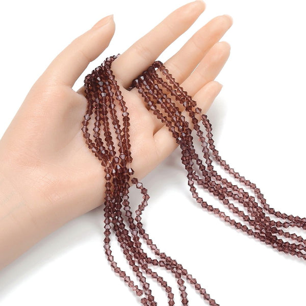 500pcs Creative Club Faceted Bicone Crystal Glass Beads, Burgundy Red, 4mm (0.16 Inch) Small Tiny, Hole ID 0.9mm, CCB411