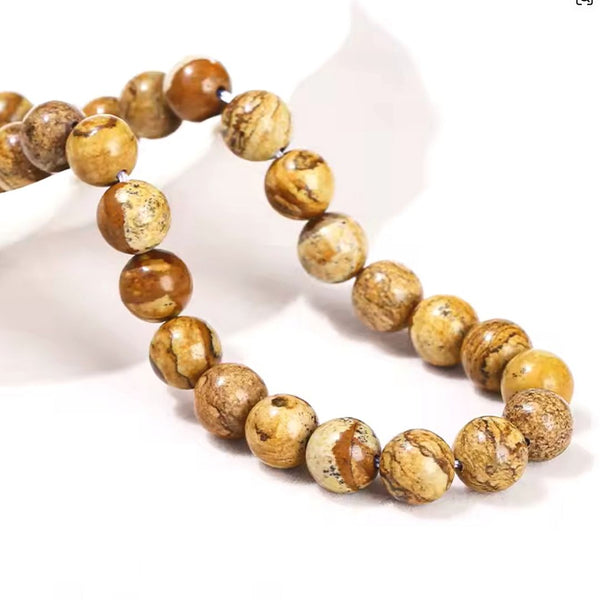 Natural Picture Jasper Gemstone Round Beads, 15 Inch/1 Strand, Size Selections: 4mm/6mm/8mm/10mm
