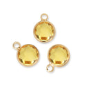 10pcs Grade A November Topaz Yellow Birthstone Charm Drops, 18K Yellow Gold Plated Brass, 6mm Small, CCP2-G11