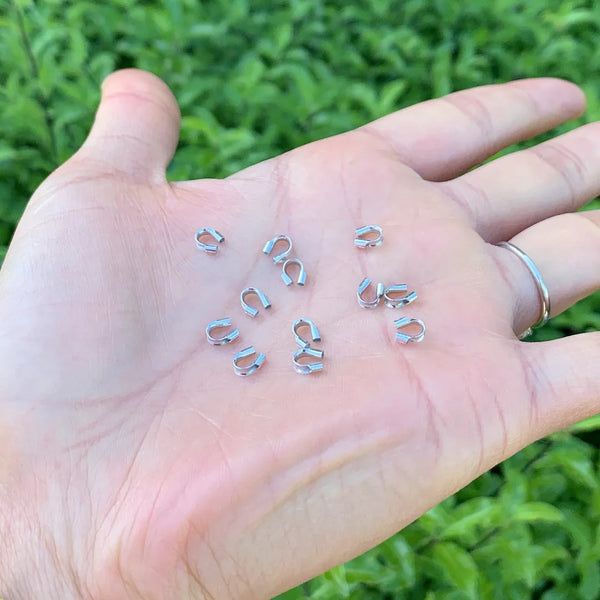 20pcs 925 Sterling Silver Wire Guards, Tarnish Resistant Rhodium Plated, Thread Protector, Hole ID Selections: 0.6mm/1mm/1.5mm