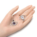 2pcs Natural Purple Amethyst Gemstone Pendants, 33x18mm Evil Eye Stone Drops, G2P-L2