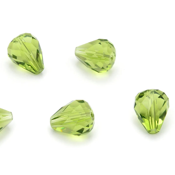 24pcs Adabele Austrian Faceted Teardrop Crystal Beads #5500, Light Olivine Green, 12mm x 10mm, Hole ID 1.2mm, SST-1217