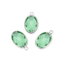 10pcs Grade A August Peridot Green Oval Birthstone Charm Drops, Sterling Silver Plated Brass, 18x13mm, CCP6-S8