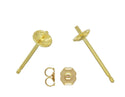 100pcs Tarnish Resistant Earring Posts Glue In Cup Settings, with 100pcs Earring Backs, 18K Yellow Gold Plated Brass, Cup Size Selections: 4mm/6mm/8mm