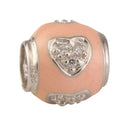 Solid 925 Sterling Silver Pink Heart Love Cubic Zirconia Bead Charm