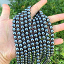Grade A Natural Black Hematite Gemstone Round Beads, 15 Inch/1 Strand, Size Selections: 6mm/8mm/10mm