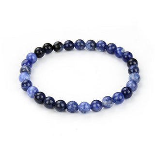 1 Strand Stretch Natural Blue Sodalite Beaded Gemstone Bracelet, 6mm Beads, Length Selections: 7 inch/7.5 inch/8 inch