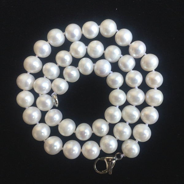 Natural Grade AA+ Potato Round White Cultured Freshwater Pearl Necklace, 8-9mm Pearl Strand, Length Selections: 16 inch/18 Inch