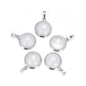 2pcs Natural White Quartz Clear Crystal Round Gemstone Pendant Drops, 20mm, G2P-K6