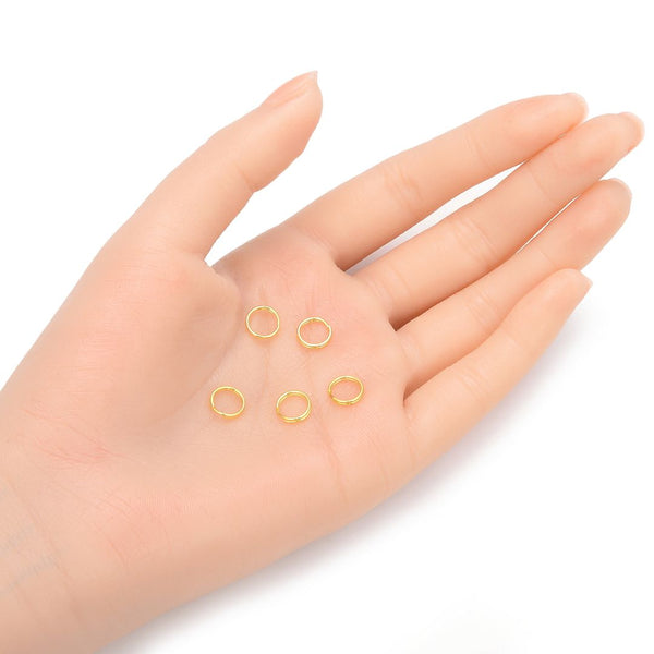 20pcs 925 Sterling Silver Split Jump Rings, Real 18K Yellow Gold Plated, 0.7mm/21 Gauge, Size Selections: 5/6/7/8/10/12mm