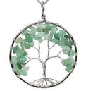 1pc Tree of Life Prosperity Necklace, Natural Green Aventurine Gemstone Pendant, 26 inch Surgical Stainless Steel Chain, GGP9-5