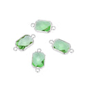 10pcs Grade A August Peridot Green Birthstone Rectangle Radiant Cut Links, Sterling Silver Plated Brass, 14mm, CCP12-S8