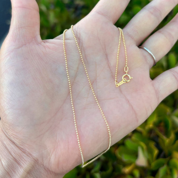 1pc 1/20 14K Gold Filled Cute Beaded Ball Link Chain Necklace, 1mm Width/Thin Small , Non Tarnish, Length Selections: 16 inch/18 inch