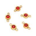10pcs Grade A January Red Birthstone Links, 18K Yellow Gold Plated Stainless Steel, Tarnish Resistant, 6mm, CCP35-1
