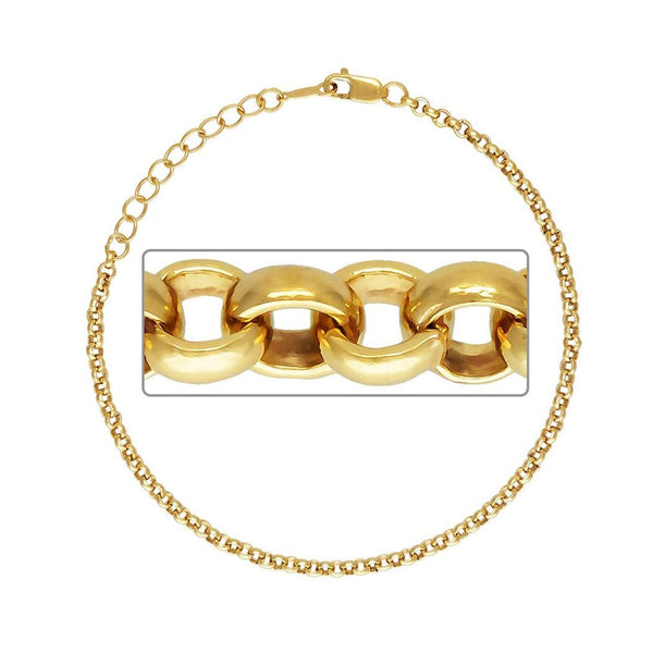 1pc Real 1/20 14K Gold Filled 2.5mm Rolo Link Cable Chain Bracelet, 6.5 Inch with 1 Inch Extender, JB-17