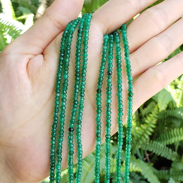 Natural Emerald Green Quartz Gemstone Faceted Rondelle Beads, 3x2mm/Small Tiny, Hole ID 0.8mm, 13 Inch/1 Strand, GH2R-10